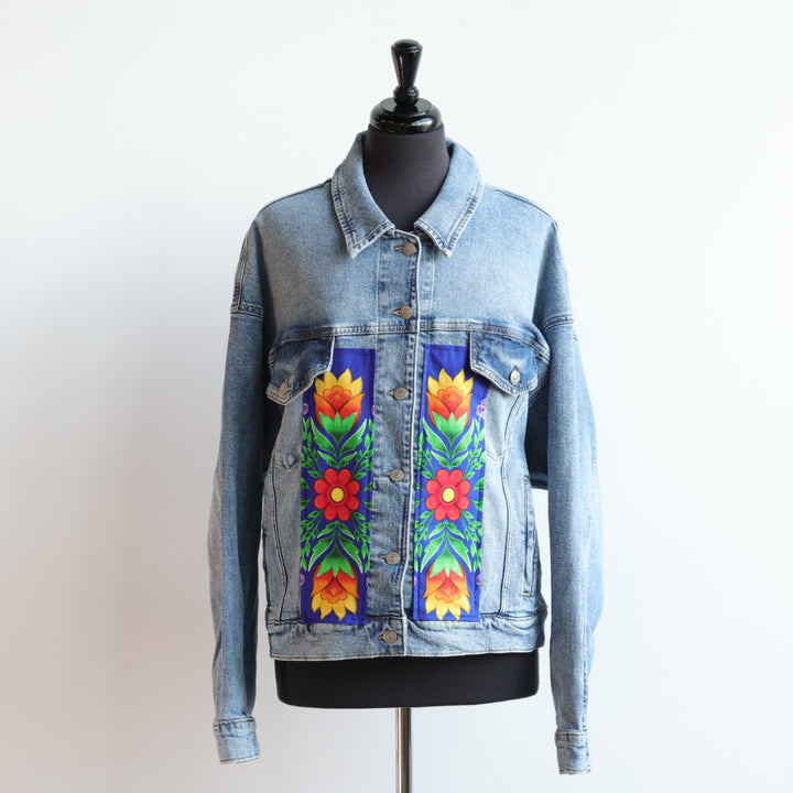 Vi's CREE-ations Royal Floral Denim Jacket