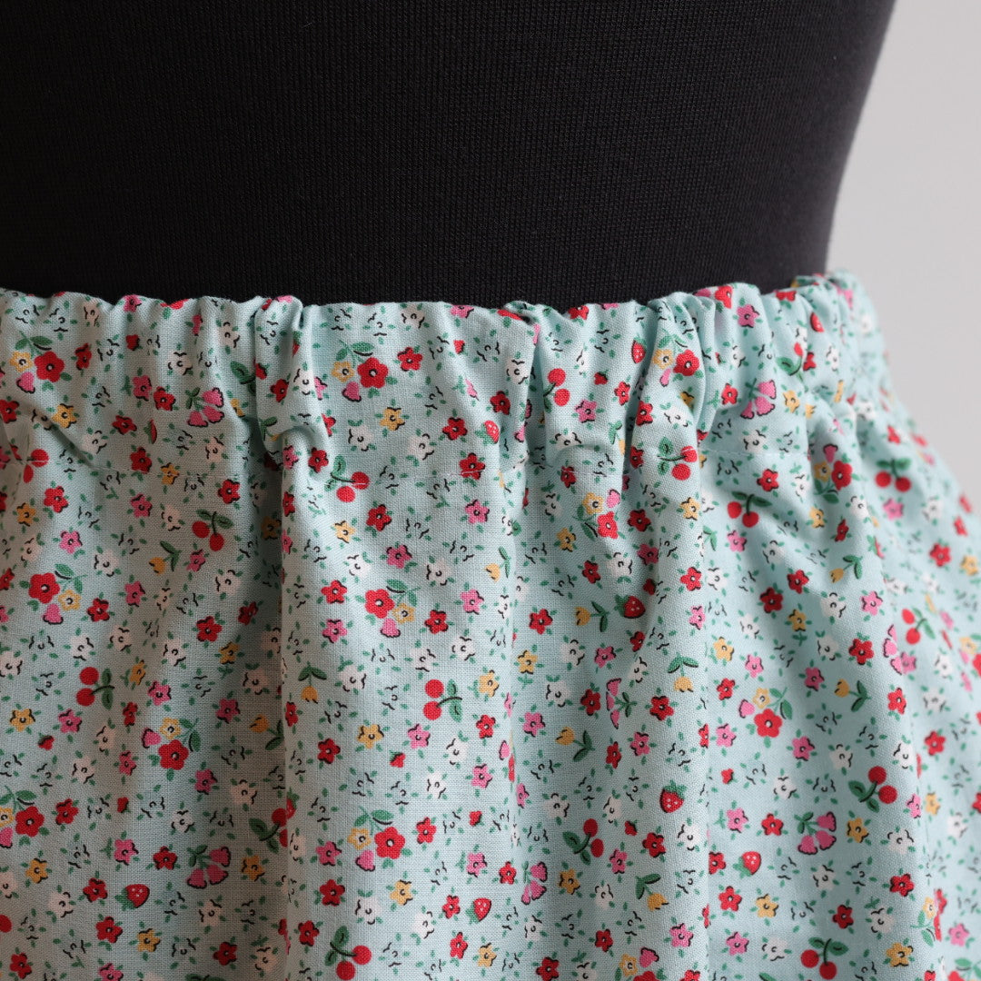 Vi's CREE-ations Blue Floral Berry Ribbon Skirt