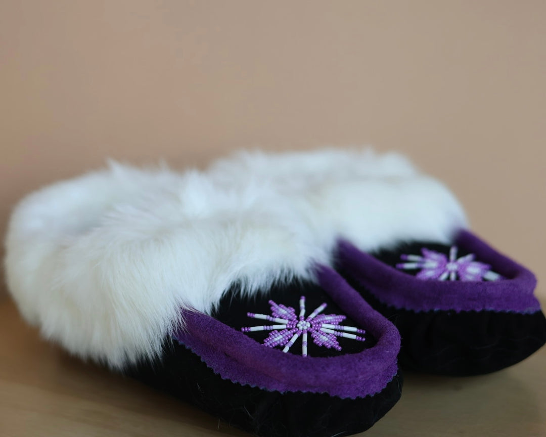 Ironstar Co. Black & Purple Moccasins With Snowflake Detail