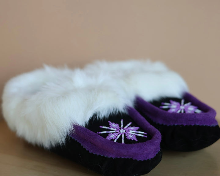 Ironstar Co. Black & Purple Moccasins With Snowflake Detail