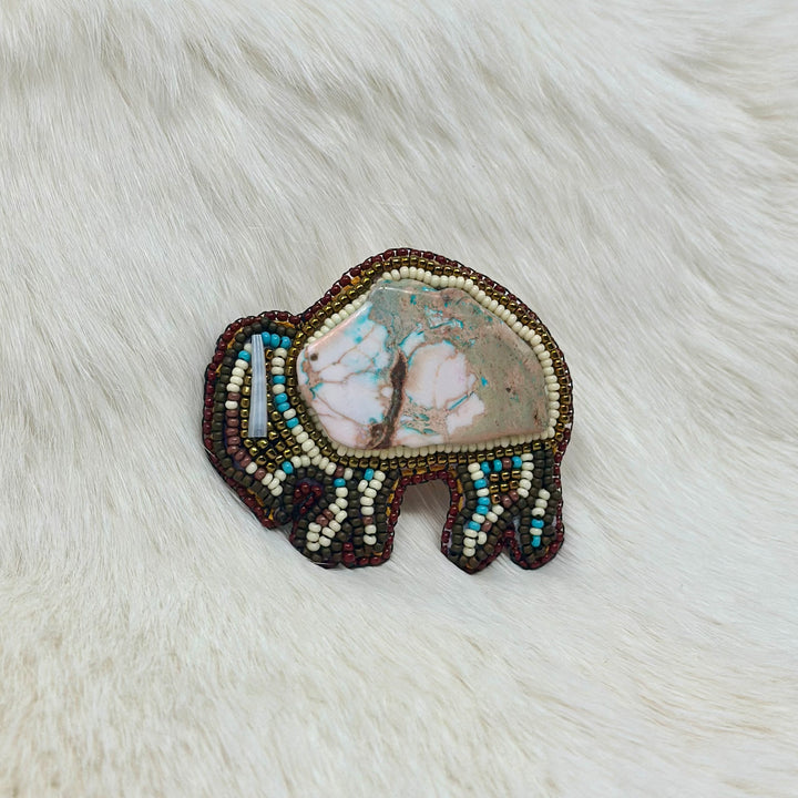 Mercedes G Beaded Buffalo Pin