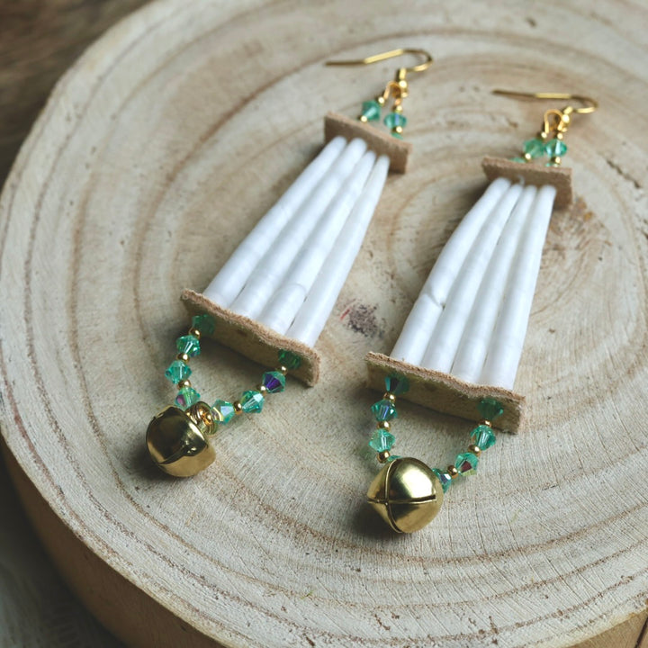 Prairie Sage Beadwork Jingle Dentallium Drop Earrings