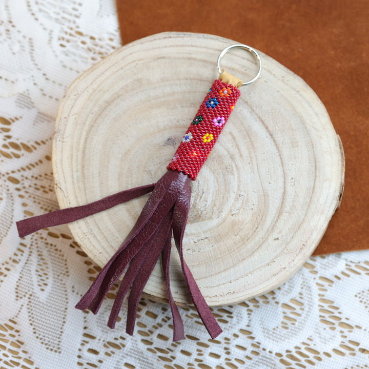 Jeannie A Daisy Peyote Stitch Beaded Fringe Keychains