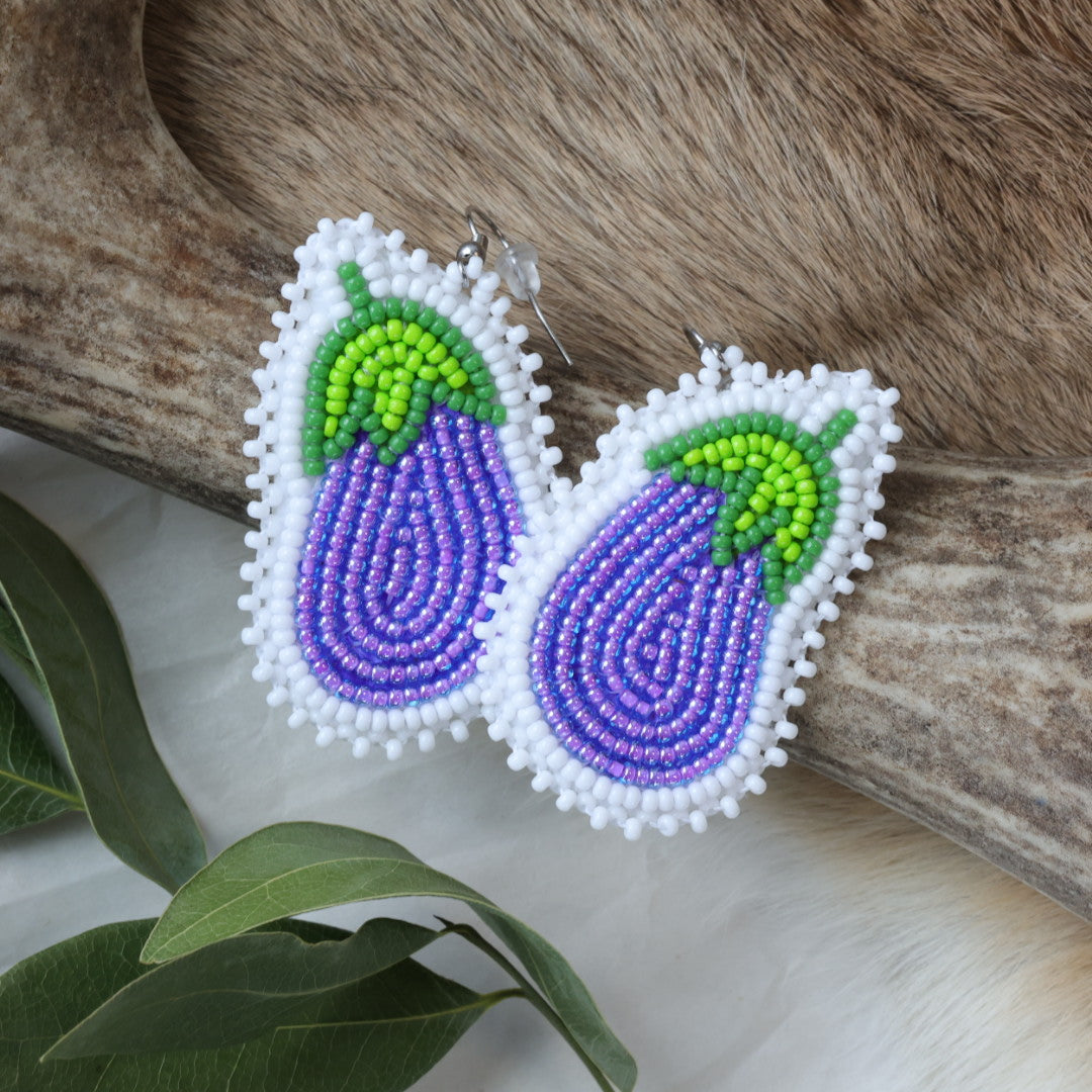 Keegan W. Eggplant Beaded Earrings