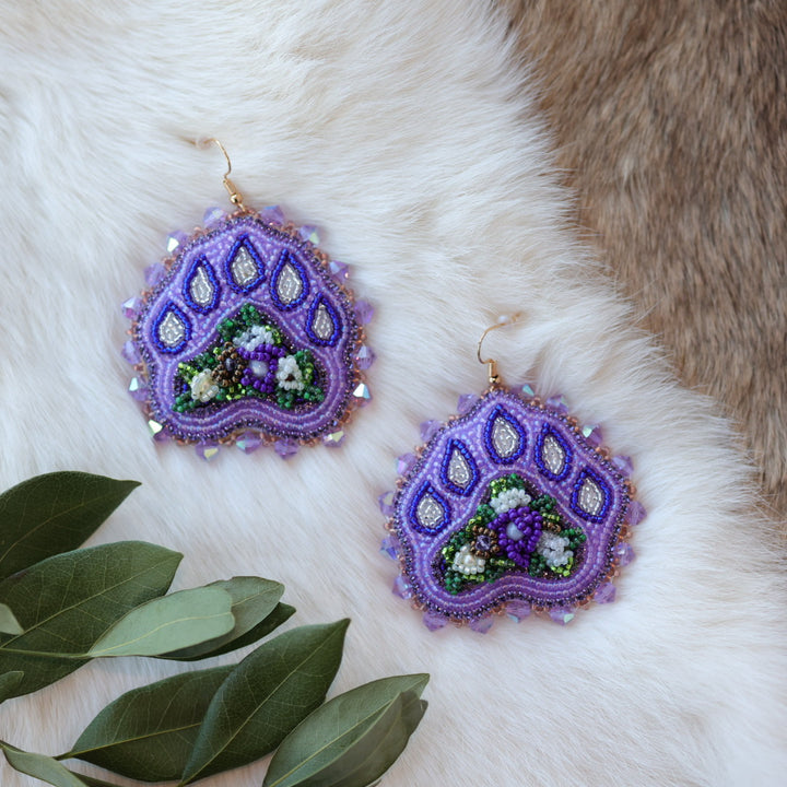Pieces of Work by Mercedes Floral Bear Paw Beaded Earrings