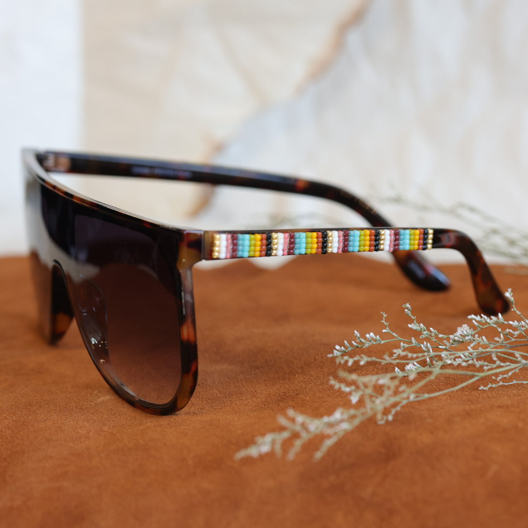 Rebelina Oversized Shield Beaded Sunglasses