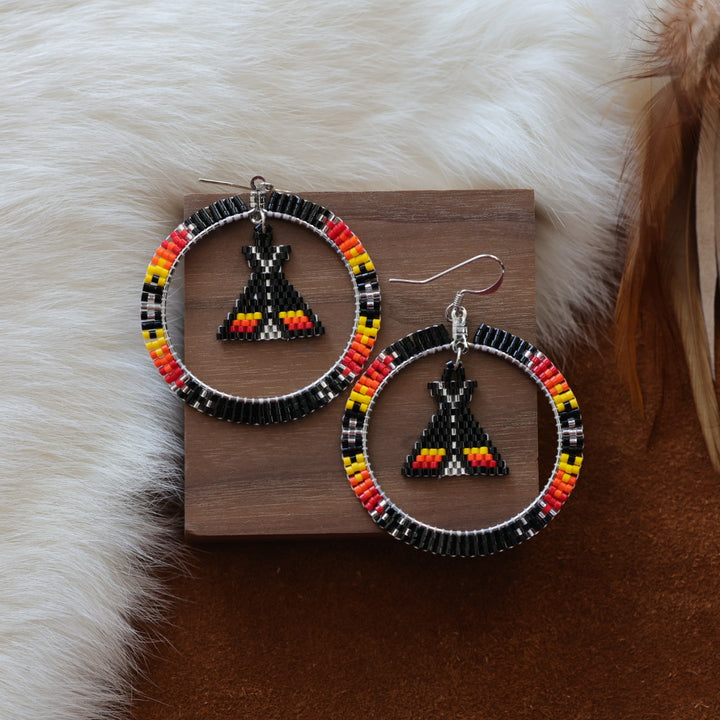 Dorothy B. Tipi Peyote Hoop Earrings