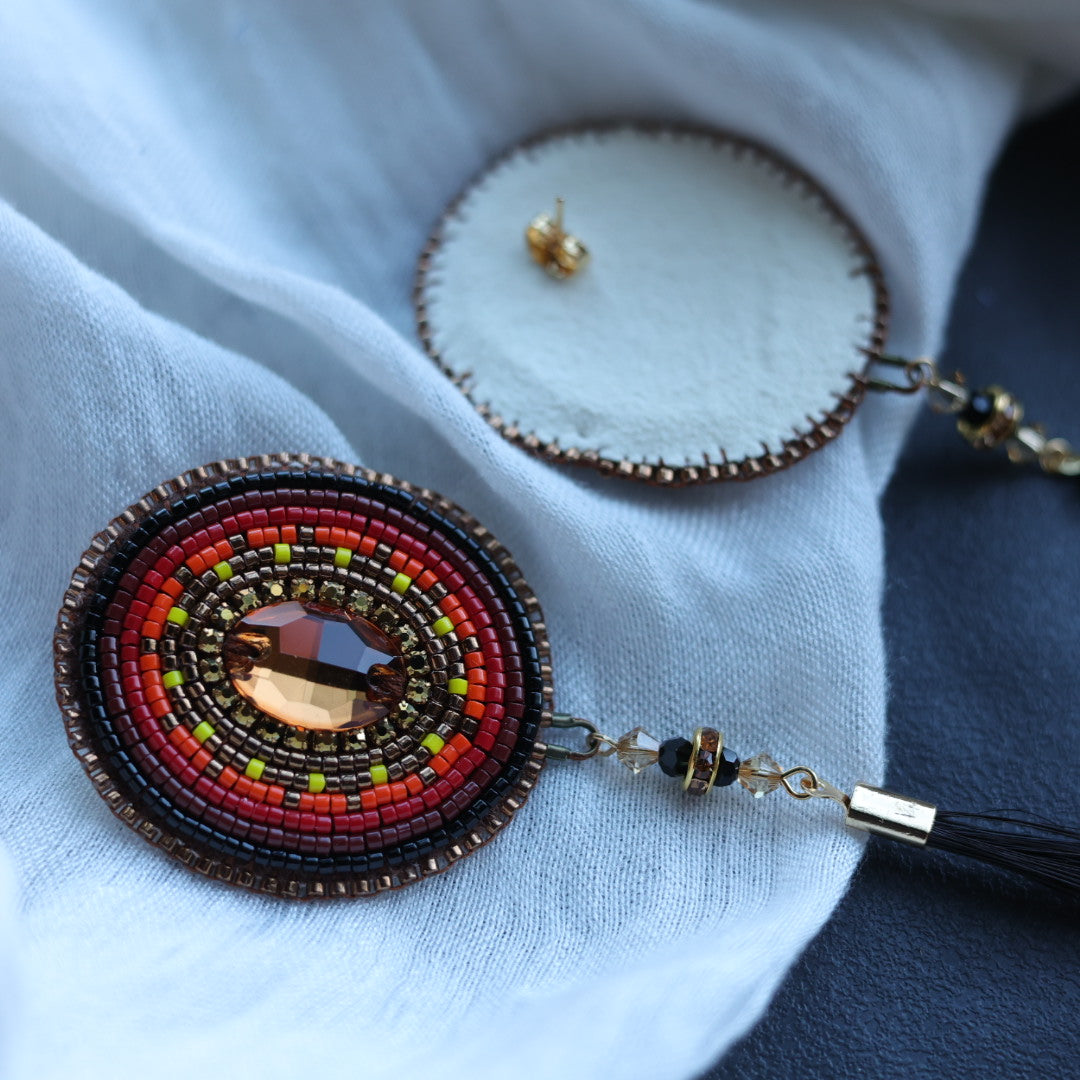Beth Rose Designs Horsehair & Fire Beaded Earrings