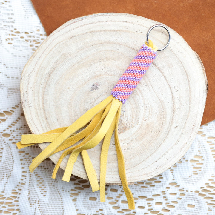 Jeannie A Peyote Beaded Fringe Keychains
