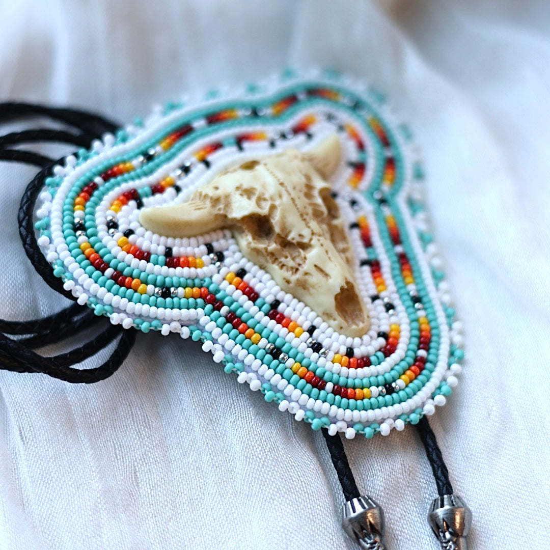 Prairie Beads Beaded Skull Bolo Tie