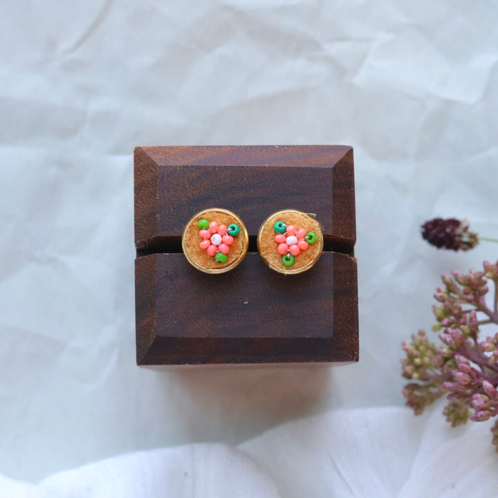 Deneyounen Designs Petite Floral Moose Hide Studs