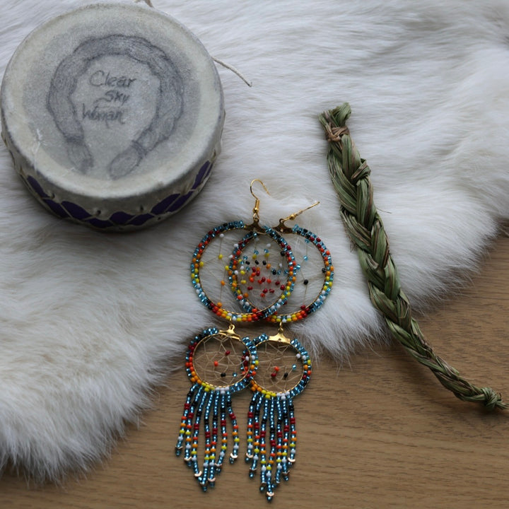 Clear Sky Woman Tiered Dreamcatcher Earrings