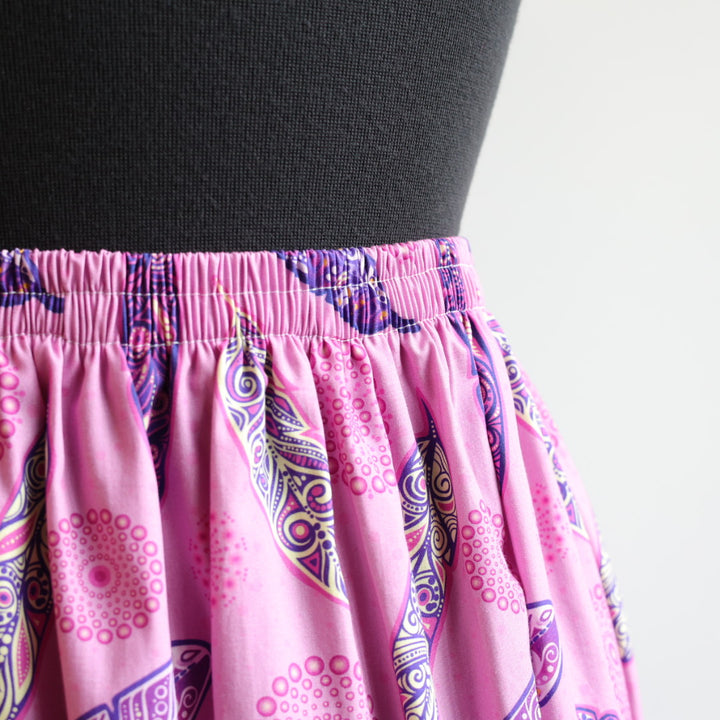 Margaret R. Pink w/Feathers Ribbon Skirt
