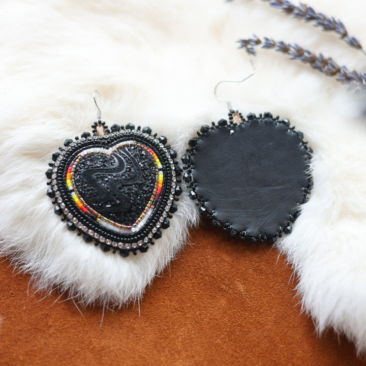 Faye's Beadiful Creations Fire Heart Beaded Earrings