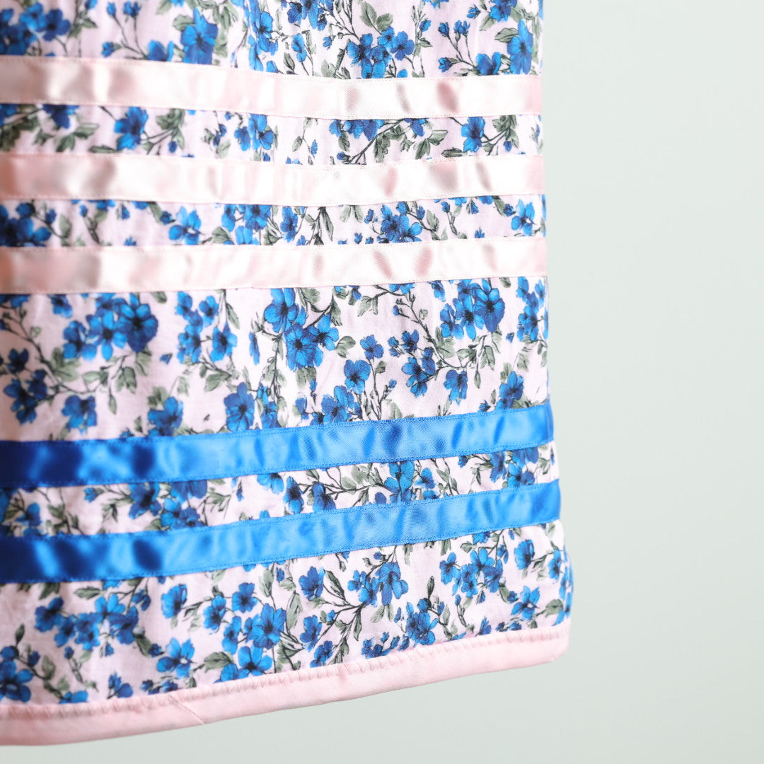 Carol B. Pink & Blue Floral Ribbon Skirt