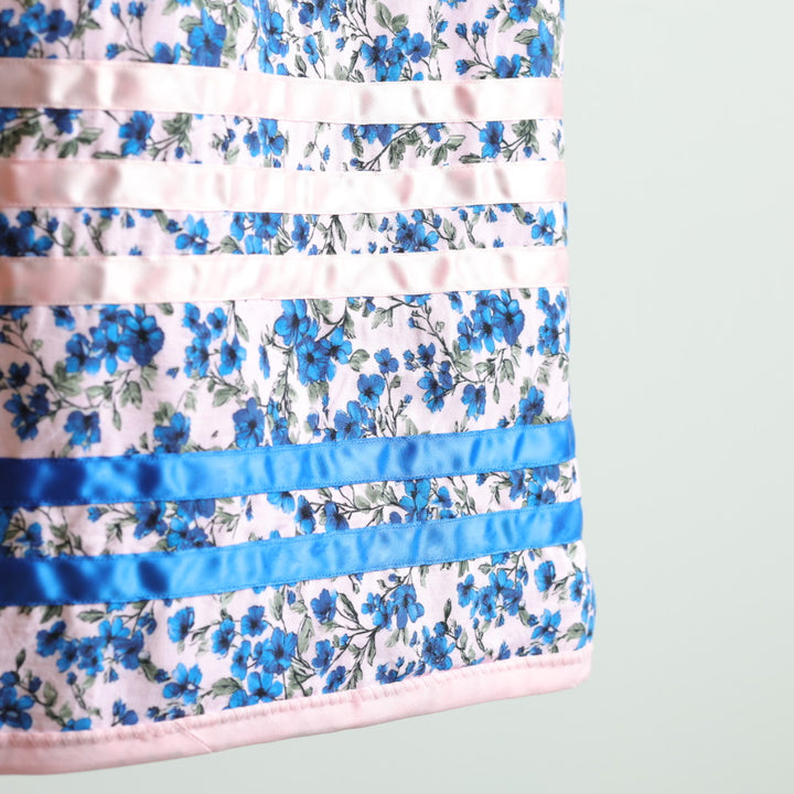 Carol B. Pink & Blue Floral Ribbon Skirt