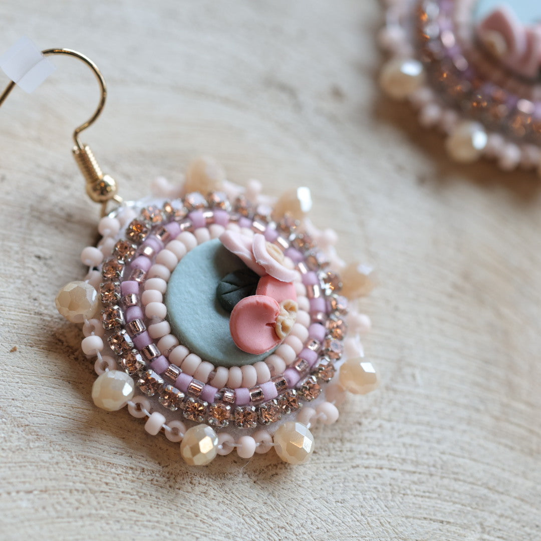 Prairie Moon Bouquet Clay Beaded Earrings
