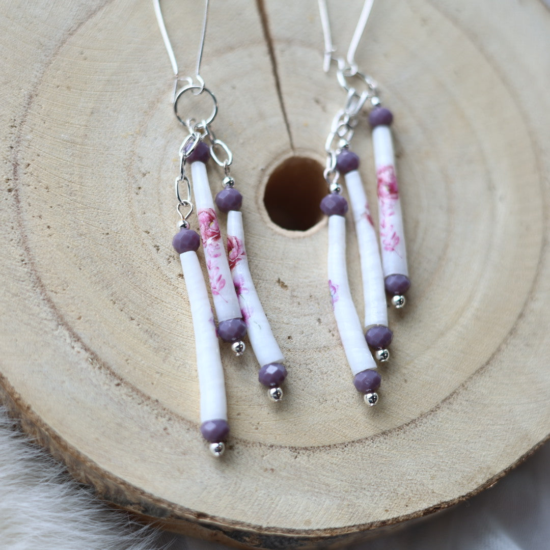 Janet L. Dentalium Fringe Earrings