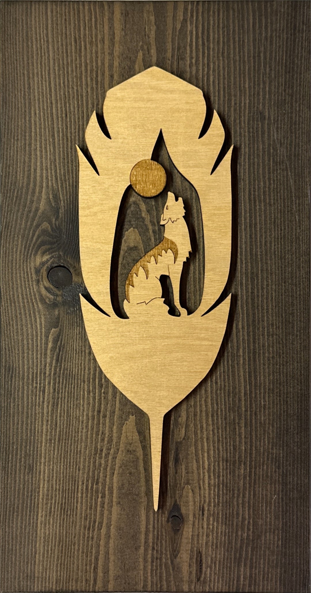 3R Innovative Imaging Feather Plaque on Refurbished Wood