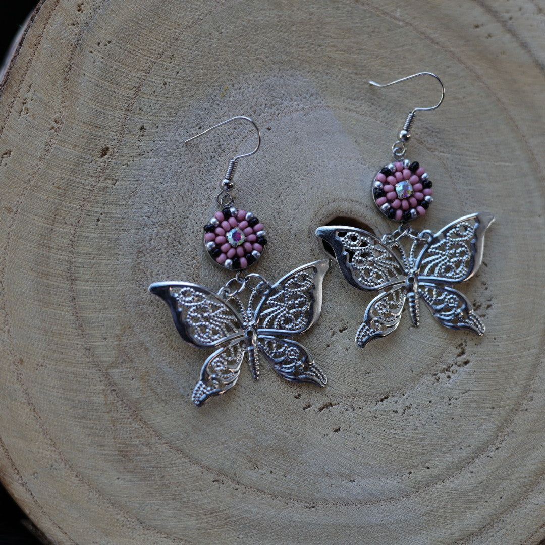 Helen Oro Designs Beaded Butterfly Charm Earrings