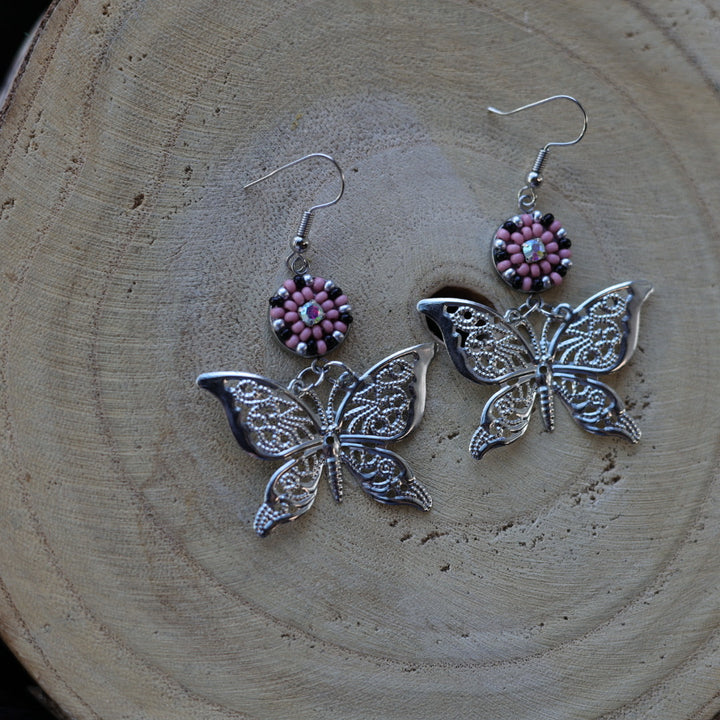 Helen Oro Designs Beaded Butterfly Charm Earrings