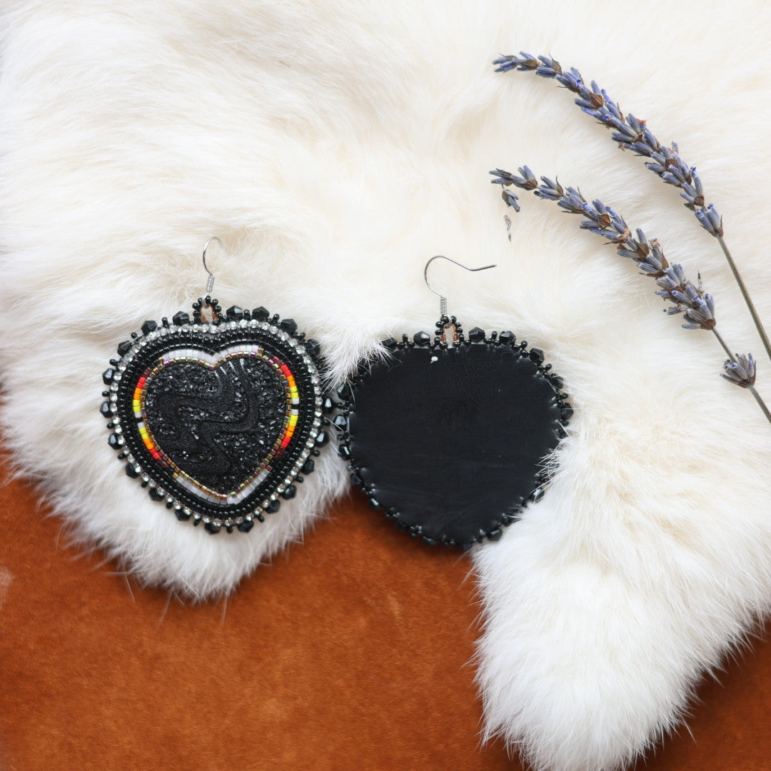 Faye's Beadiful Creations Fire Heart Beaded Earrings