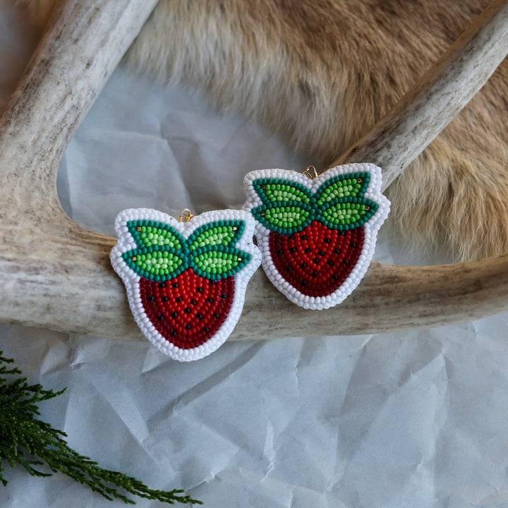 Keegan W. Double Stem Strawberry Beaded Earrings