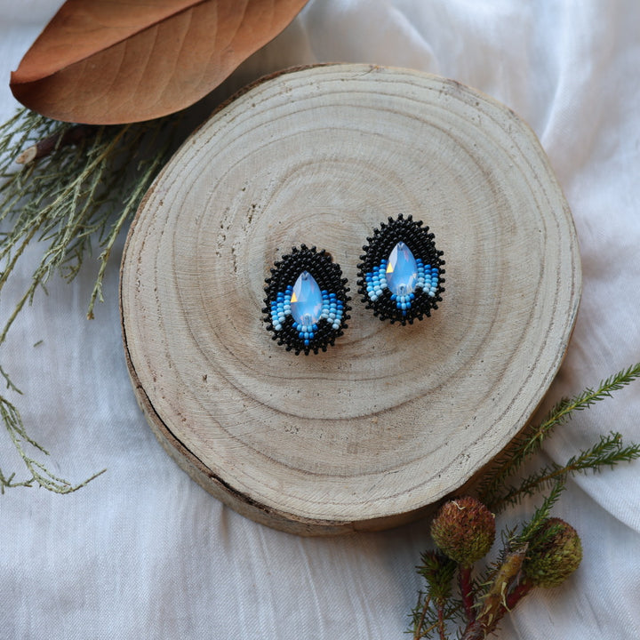 Boreal Forest Beads Gem Teardrop Beaded Earrings