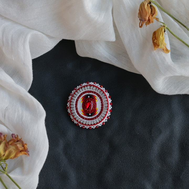 Beth Rose Designs Fire Beaded Brooch