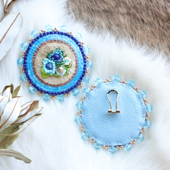 Pieces of Work by Mercedes Blue Floral Beaded Earrings