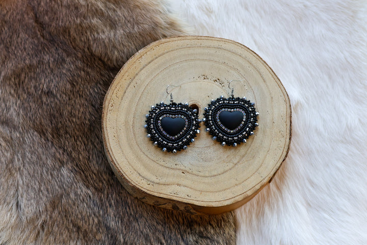 Nikki P. Black Heart Drop Earrings