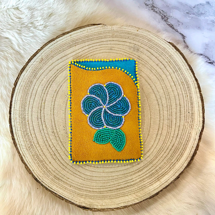 Doris M Beaded Floral Moose Hide Card Holder