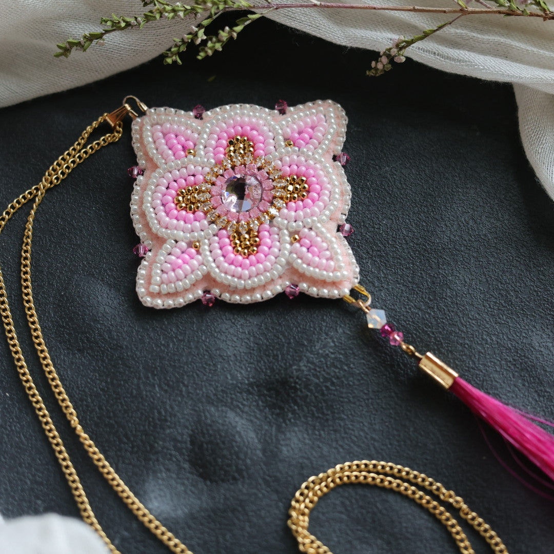 Beth Rose Designs Pink Floral &amp; Horsehair Earrings &amp; Pendant Necklace