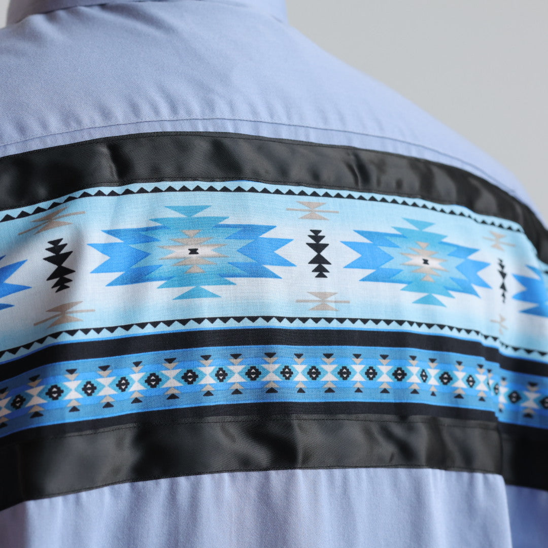 Phoenyx Designs Blue Southwest Geometric Ribbon Shirt