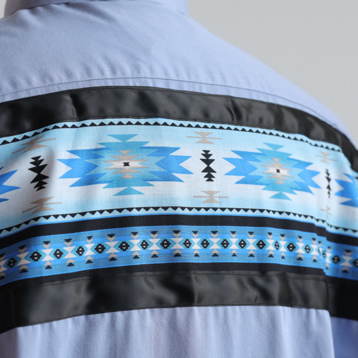 Phoenyx Designs Blue Southwest Geometric Ribbon Shirt