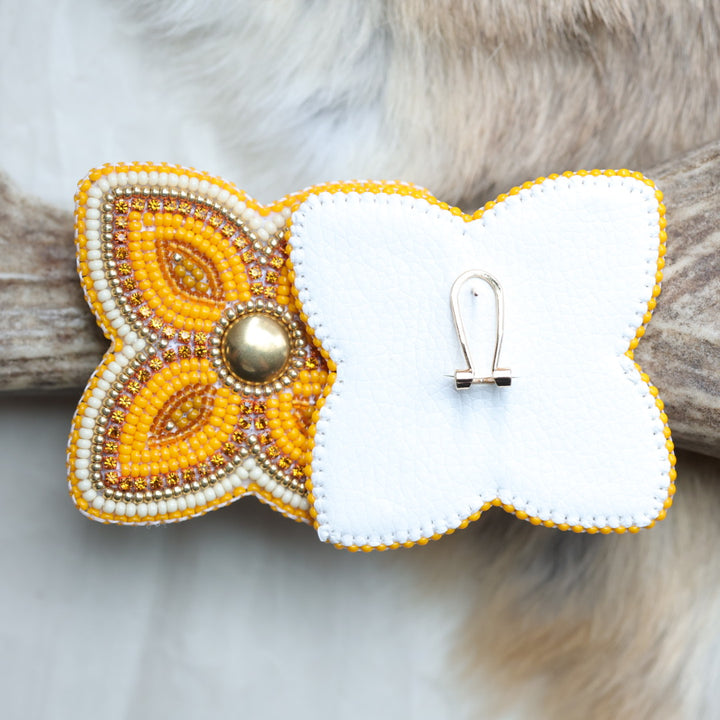 Keegan W. Four Petal Orange Floral Earrings