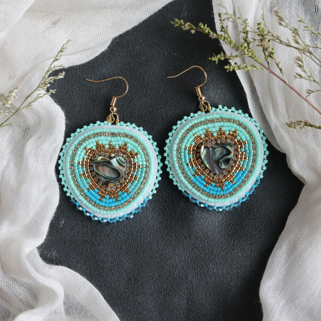 Beth Rose Designs Abalone Heart Beaded Earrings