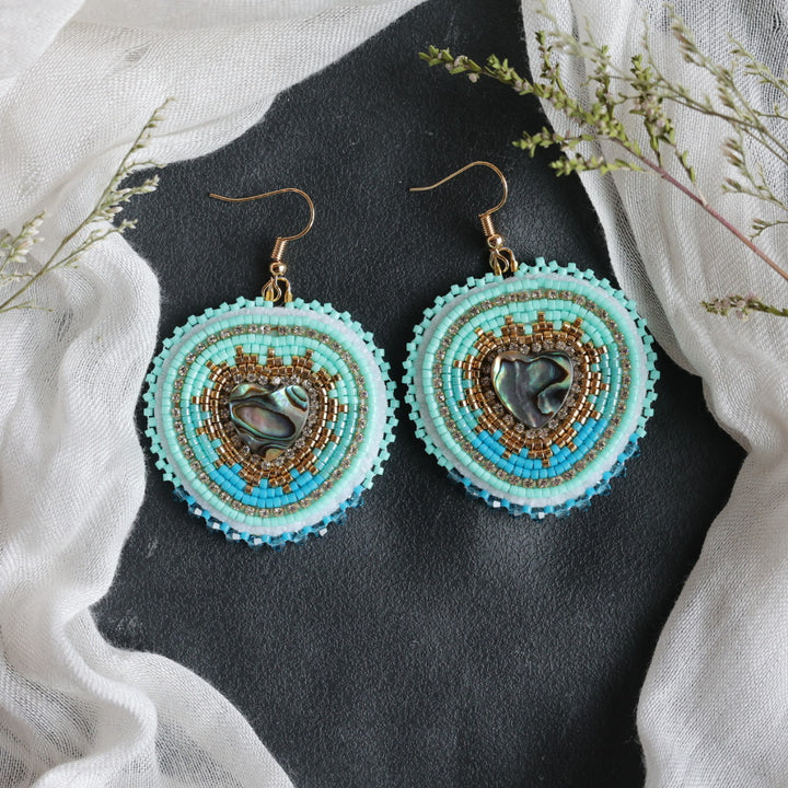 Beth Rose Designs Abalone Heart Beaded Earrings