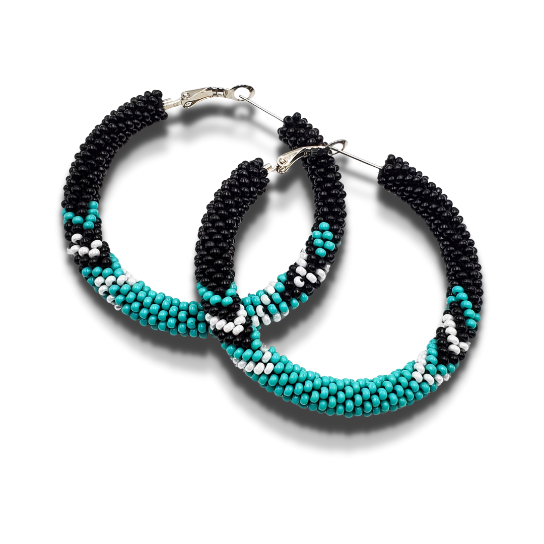 Tribal Roots Crochet Large Hoop Earrings