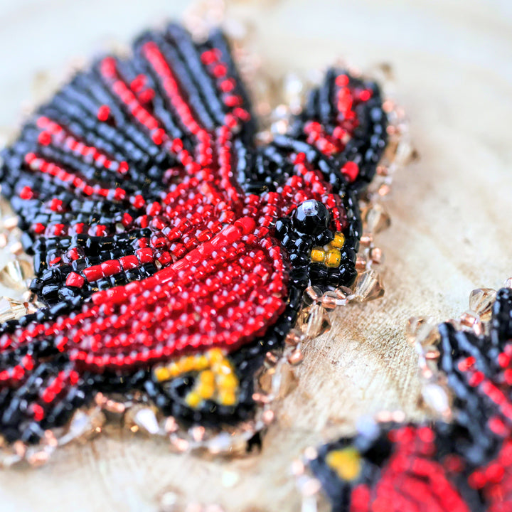 Pieces of Work by Mercedes Flying Cardinals Beaded Earrings