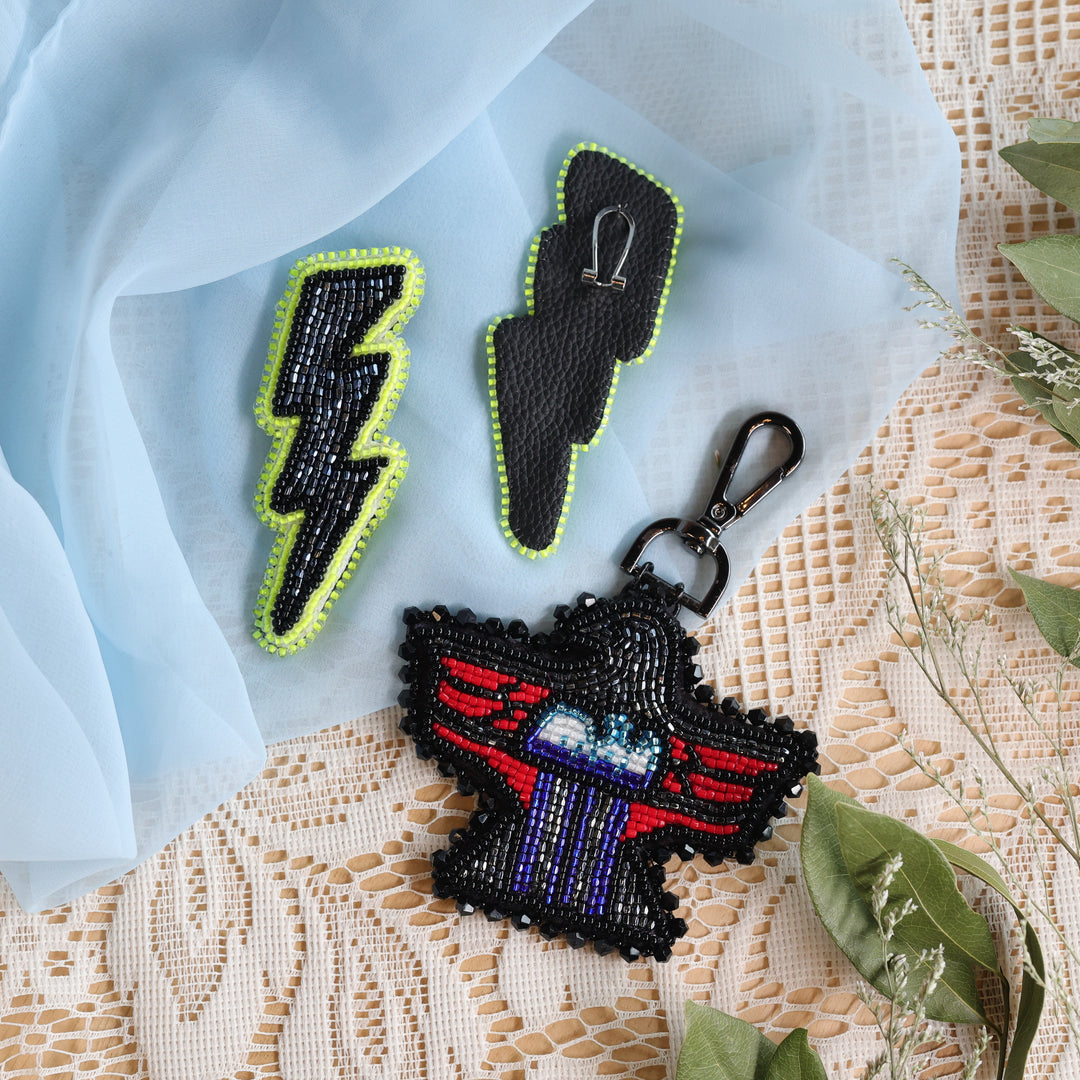 April Beadmaster Rochelle L. Thunderbird Charm & Lightning Earrings