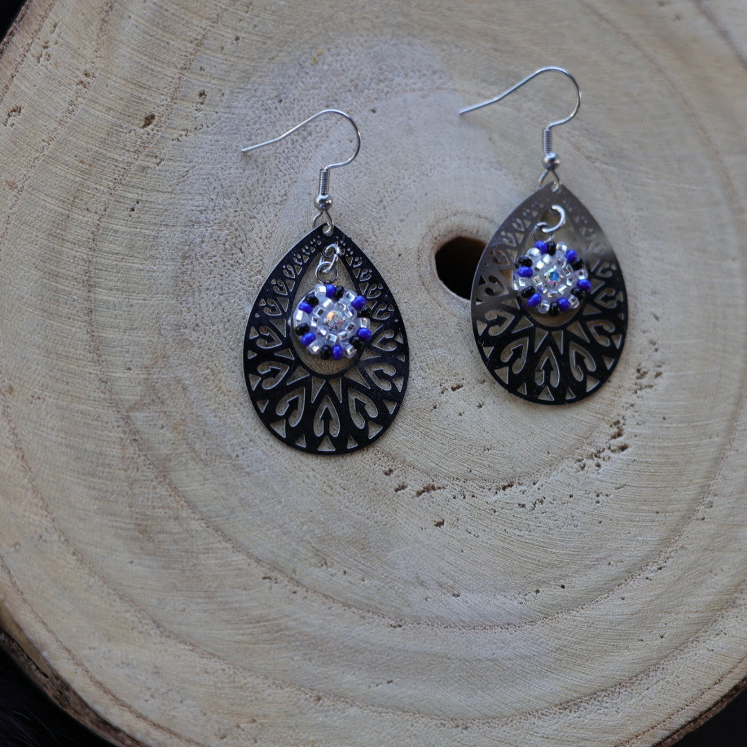 Helen Oro Designs Beaded Metal Teardrop Earrings