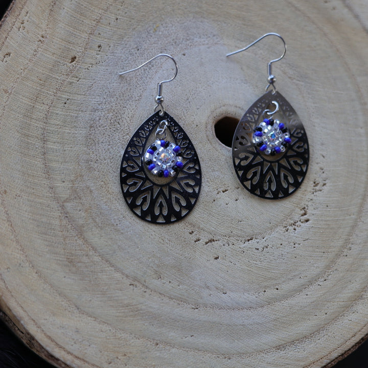 Helen Oro Designs Beaded Metal Teardrop Earrings