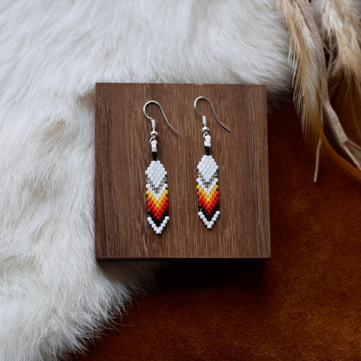 Dorothy B. Mini Peyote Feather Earrings