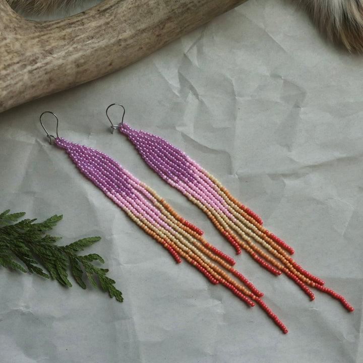 Keegan W. Large Beaded Fringe Earrings