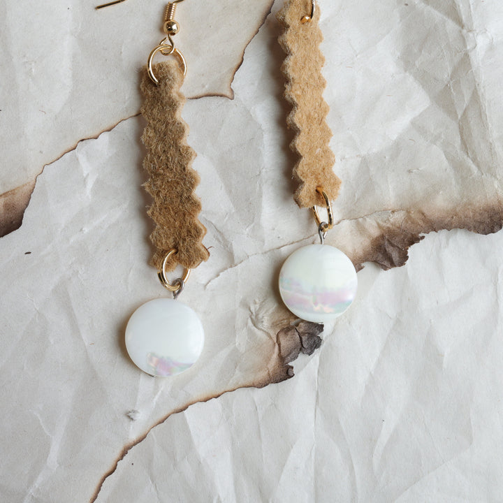 TLee Beads Deer Hide & Mother of Pearl Earrings