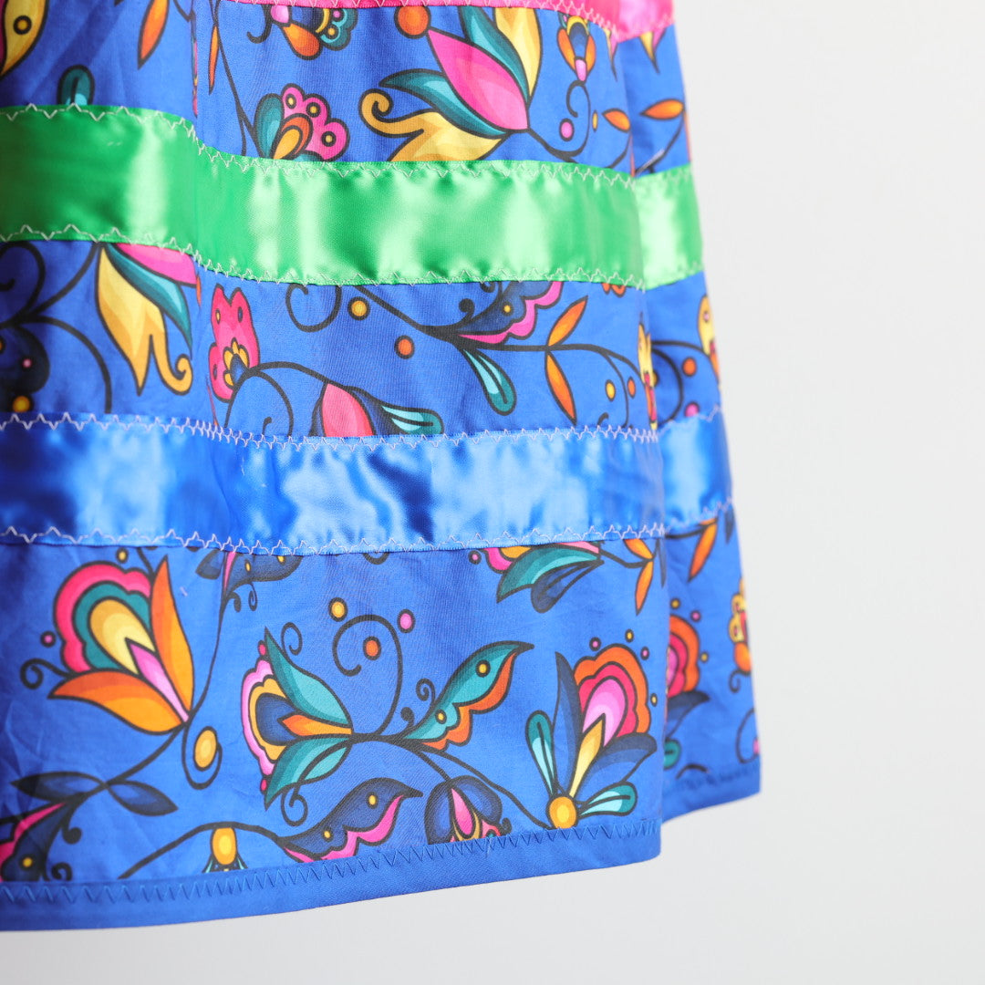 Carol B. Royal Blue Floral Ribbon Skirt