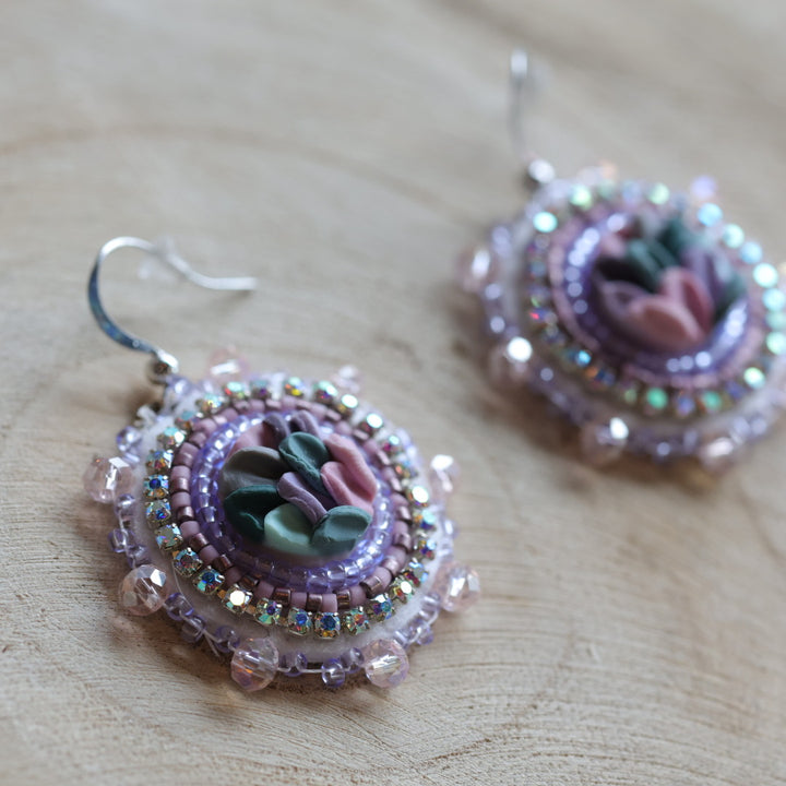 Prairie Moon Bouquet Clay Beaded Earrings