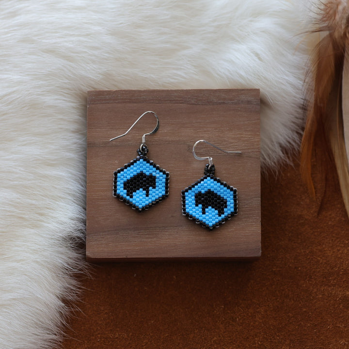 Dorothy B. Mini Peyote Buffalo Earrings