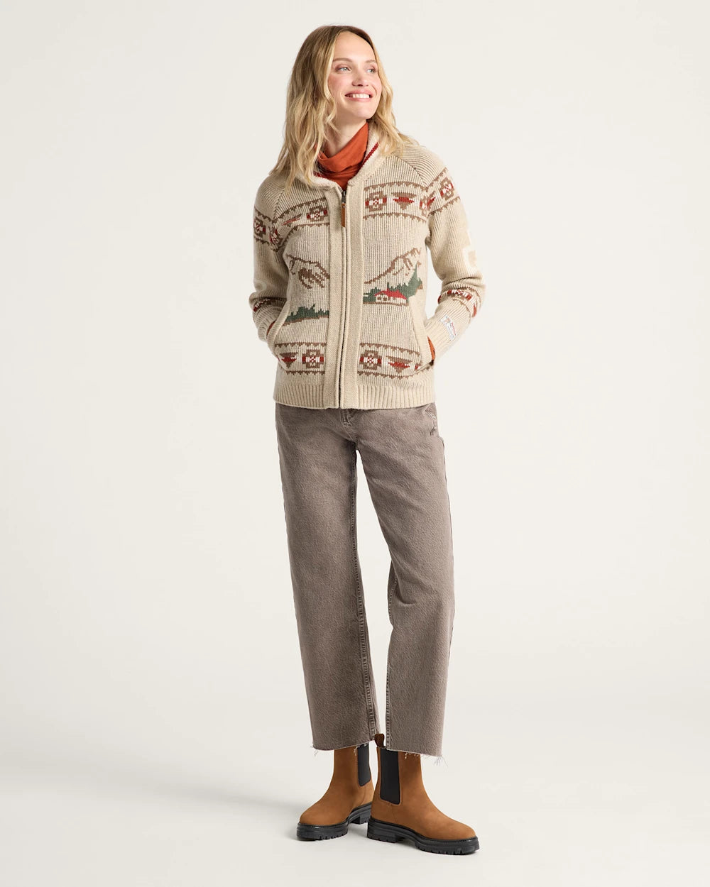 Pendleton Alpine Lambswool Zip-up Cardigan
